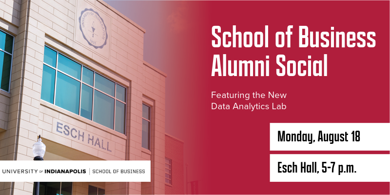 Image text: School of Business Alumni social hour